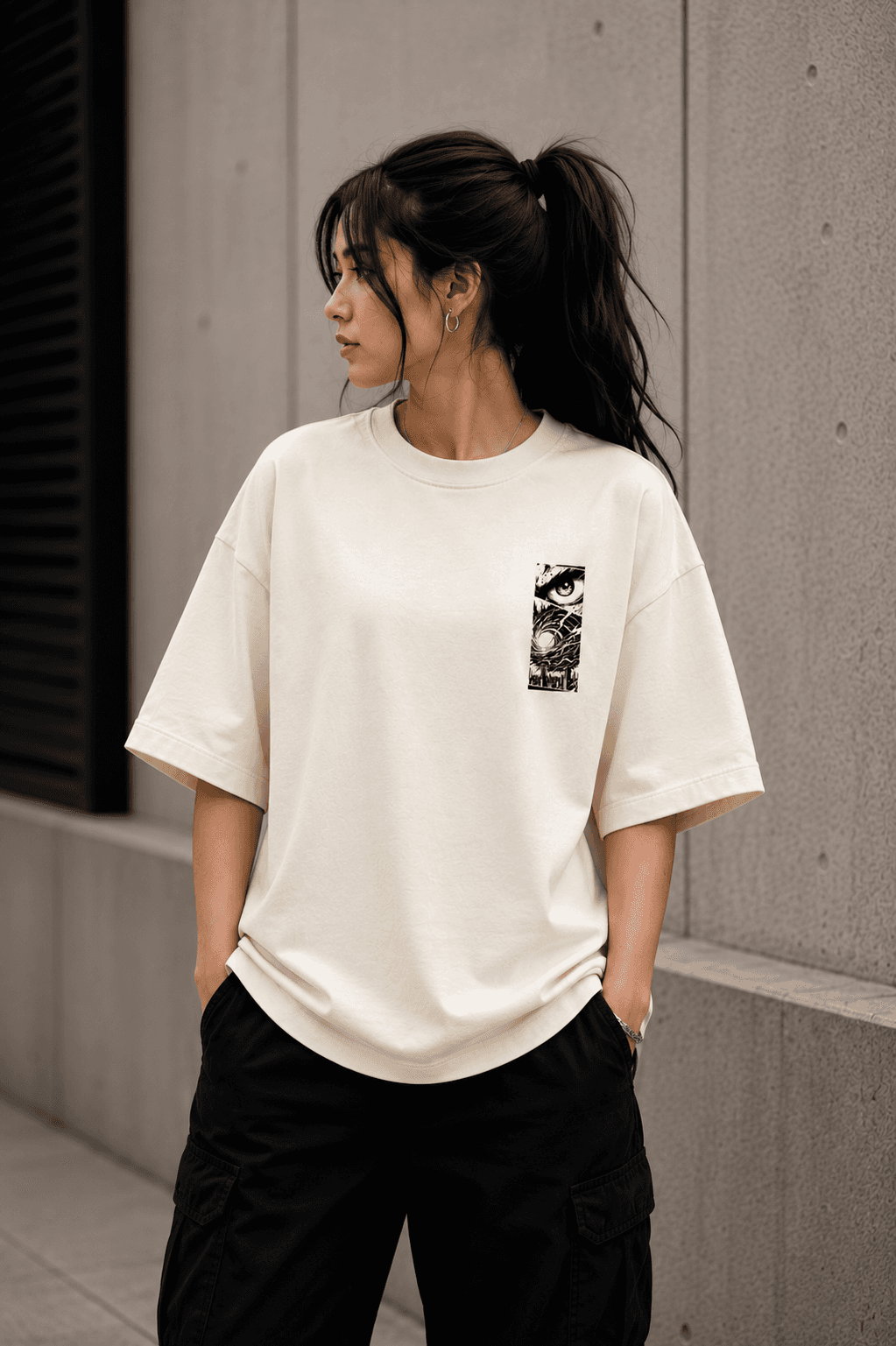 DELUZN Unisex Vision Unleashed Oversized Graphic T-Shirt - view 4