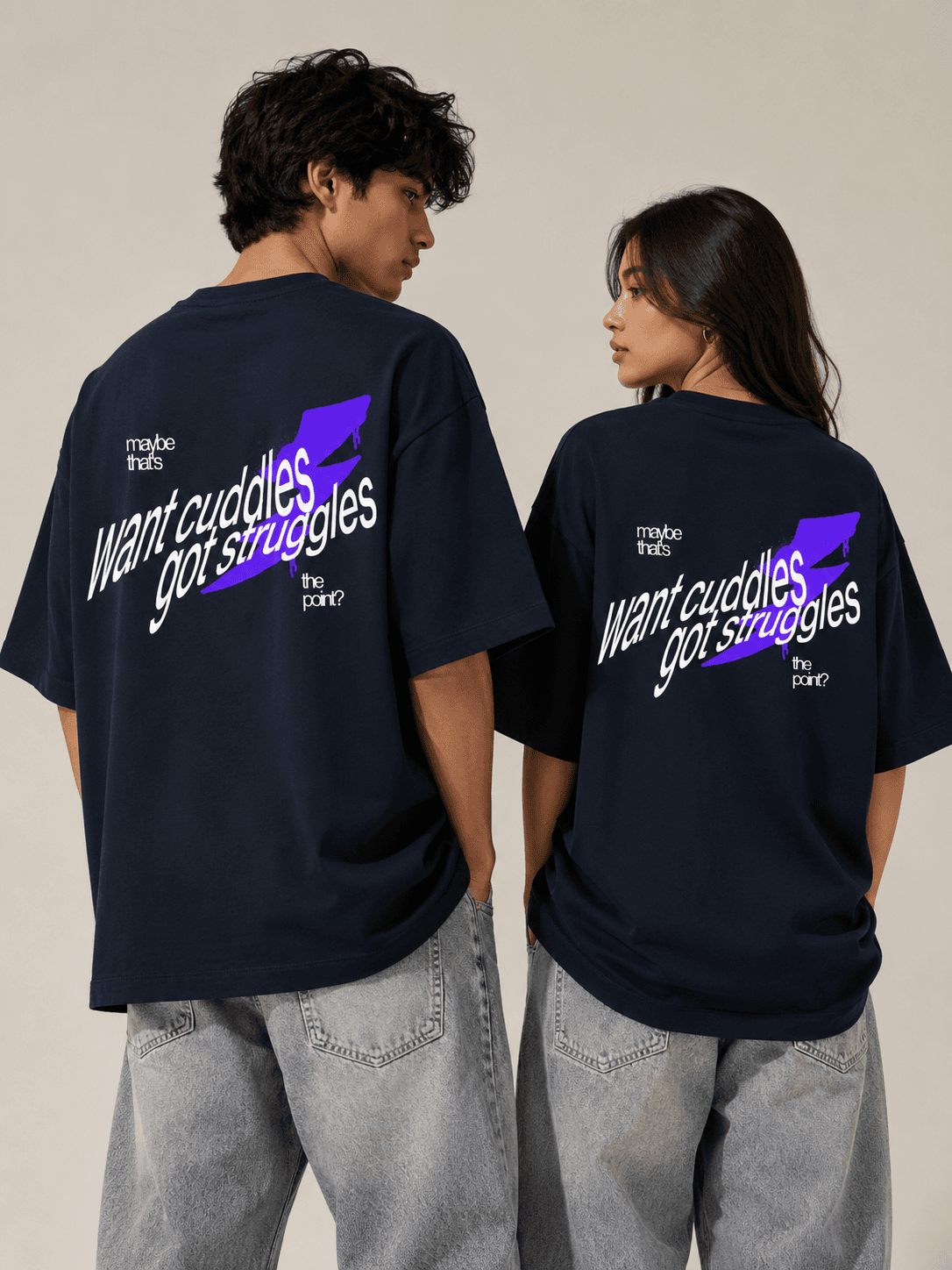 DELUZN Want Cuddles, Got Struggles Unisex Oversized T-Shirt - view 3