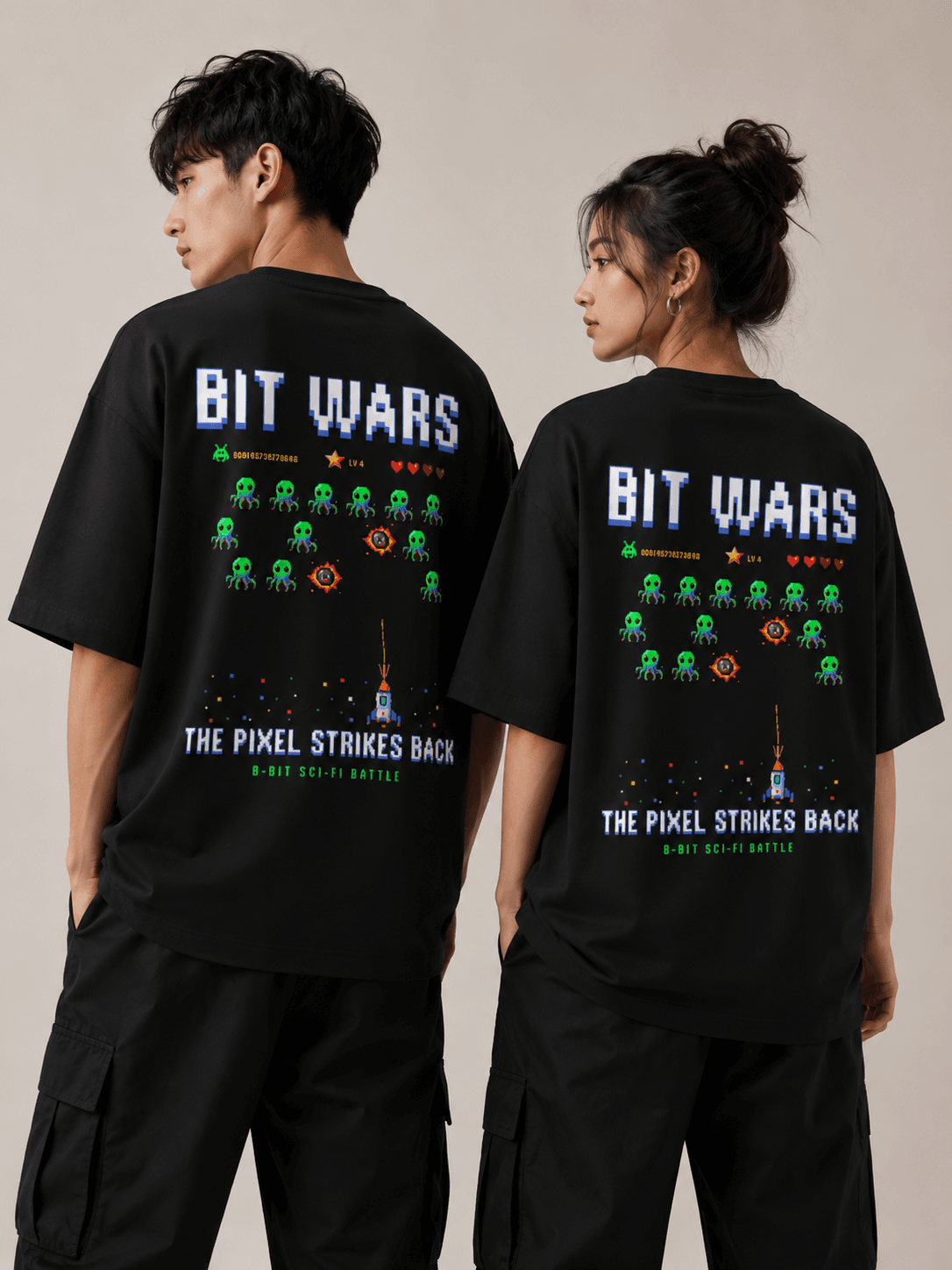 DELUZN Bit Wars Unisex Oversized Graphic T-Shirt - view 2