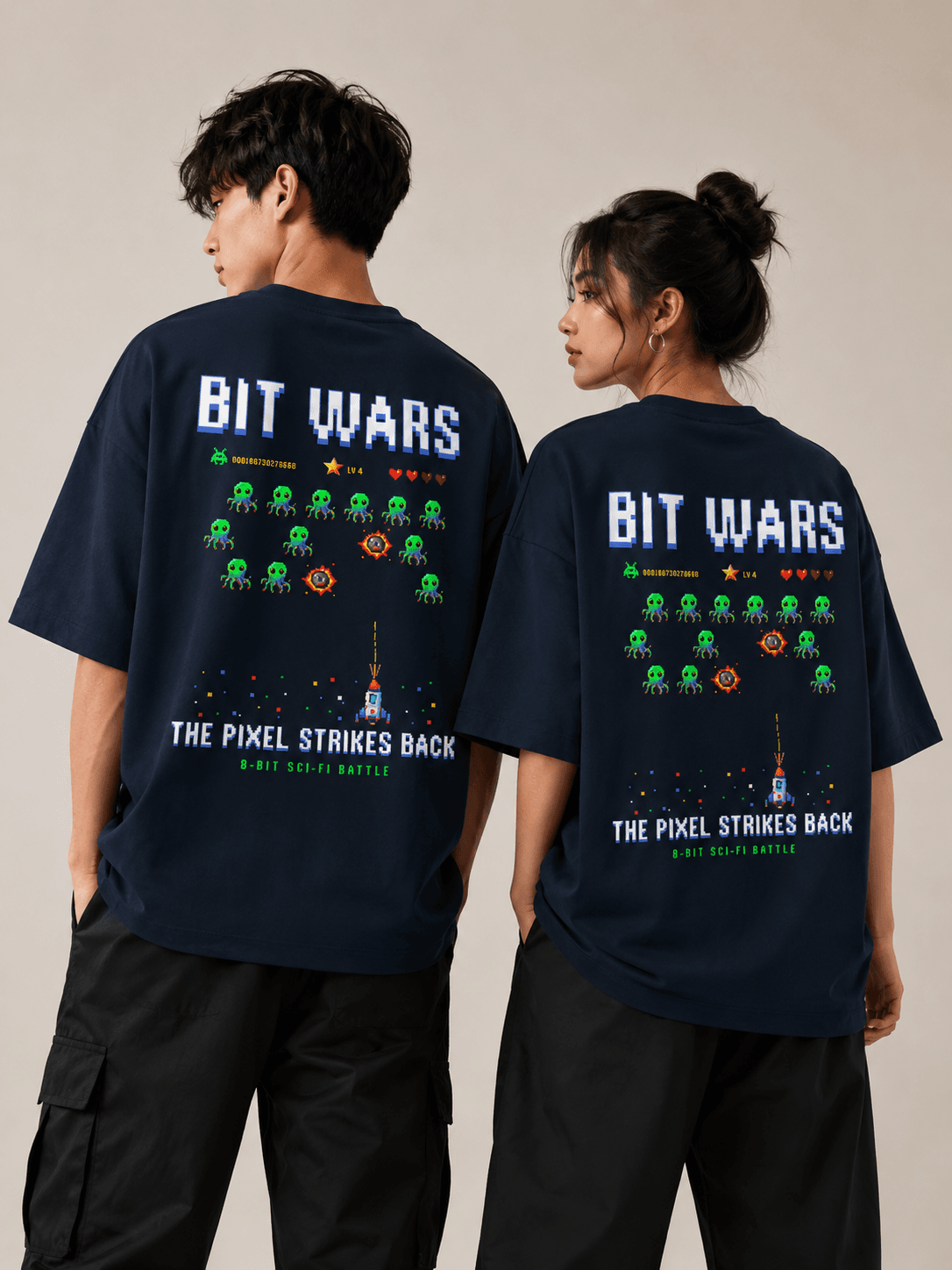 DELUZN Bit Wars Unisex Oversized Graphic T-Shirt - view 4