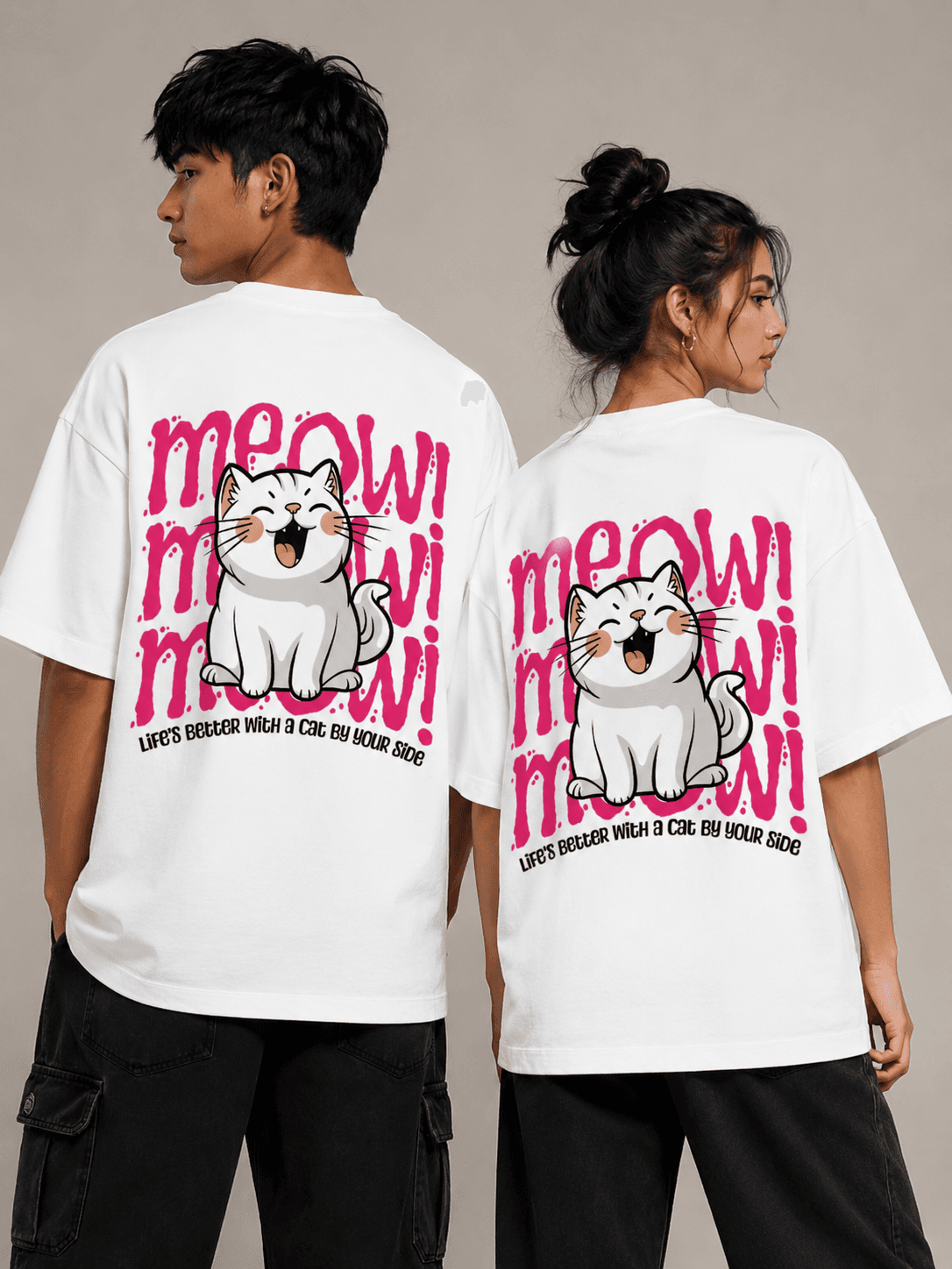 DELUZN Meow! Unisex Oversized Graphic T-Shirt - view 4