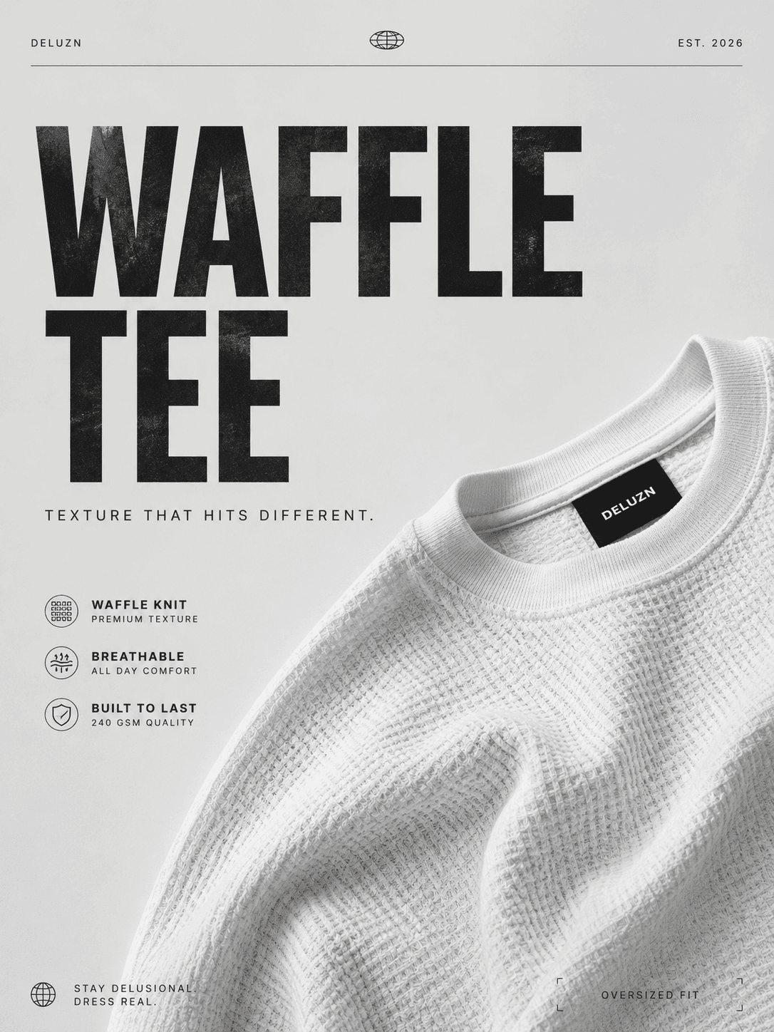 Unisex Waffle Knit Oversized Tee