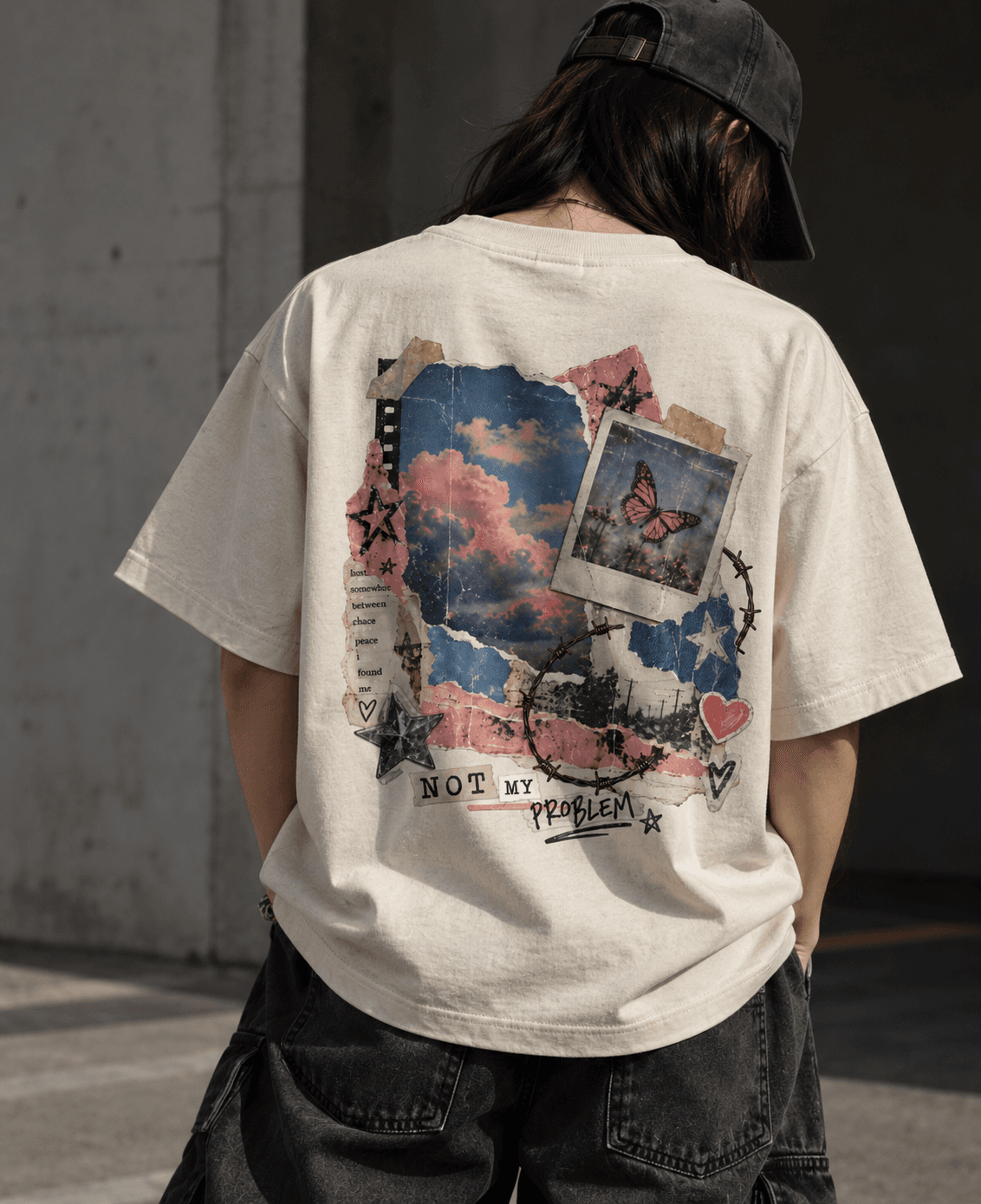 Deluzn Not My Problem Grunge Graphic T-Shirt Boxy Oversized Fit - view 4