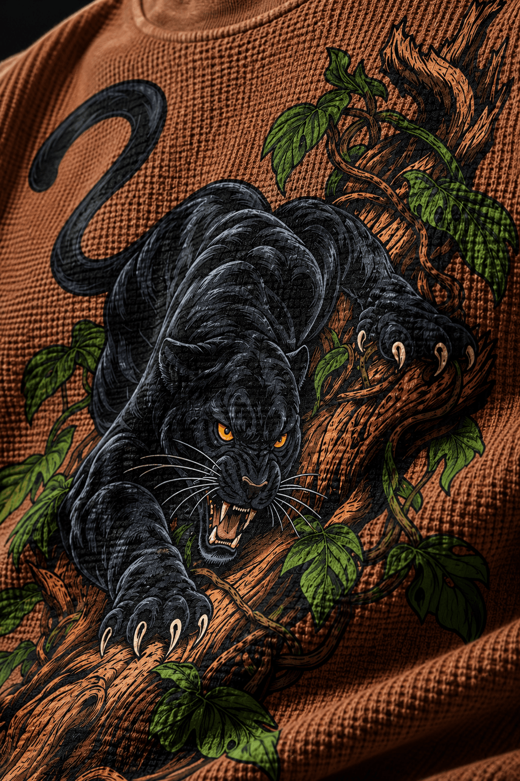 Deluzn Midnight Panther Waffle Knit Tshirt - view 2