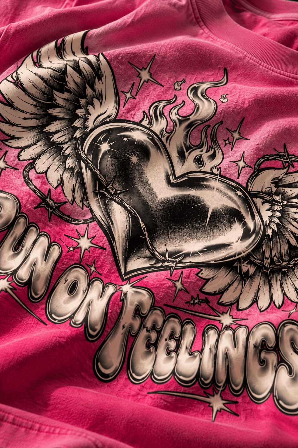 Deluzn Run On Feelings Pink Ombre Washed Boxy Fit Unisex Oversized T-Shirt - view 2