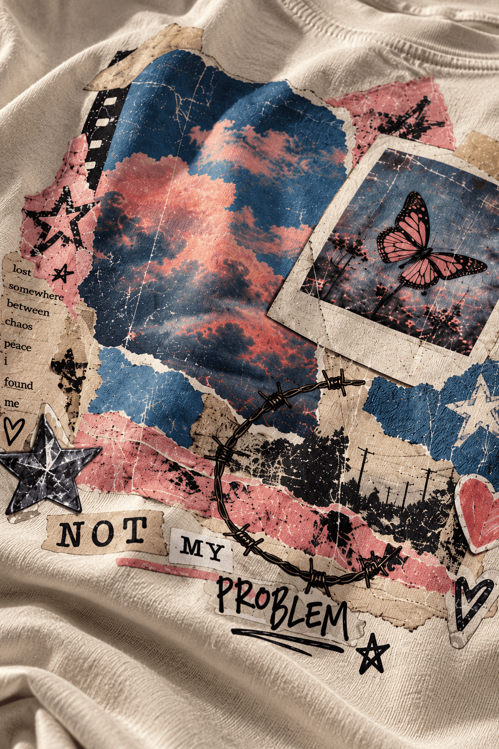Deluzn Not My Problem Grunge Graphic T-Shirt Boxy Oversized Fit - view 2