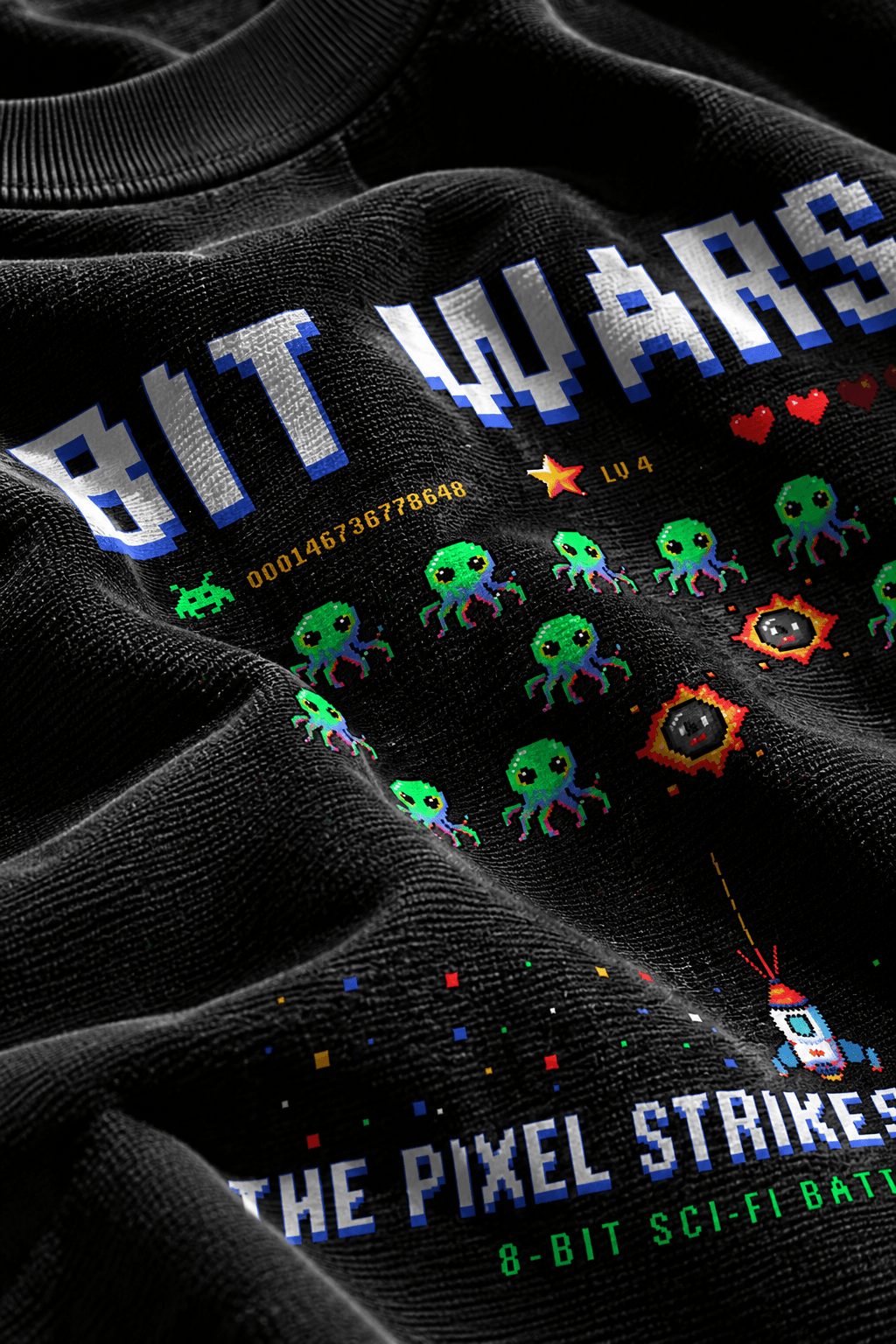 Deluzn Bit Wars Unisex Oversized T-Shirt Black - view 3