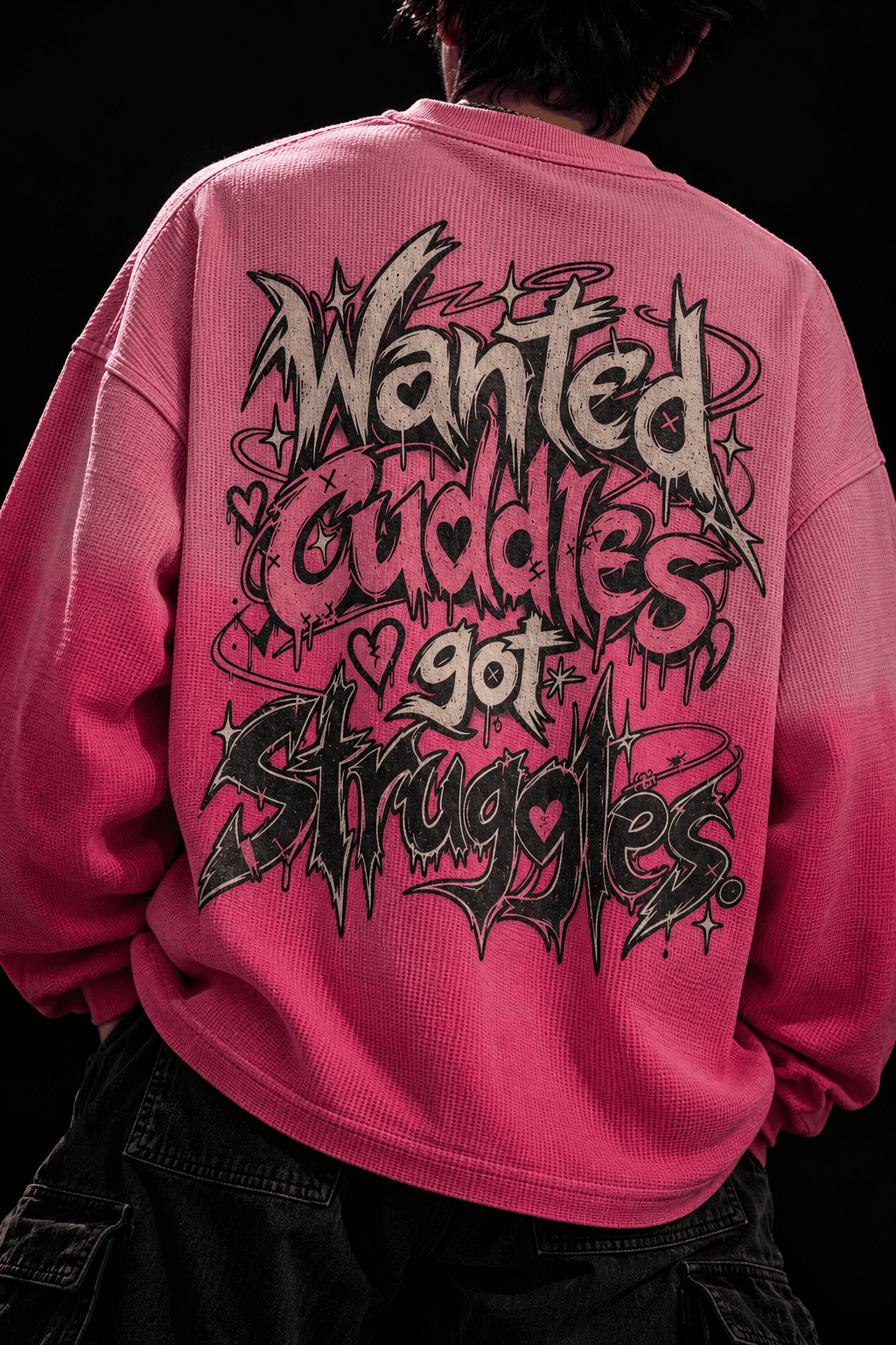 Deluzn Wanted Cuddles Got Struggles Unisex Oversized T-Shirt - view 2