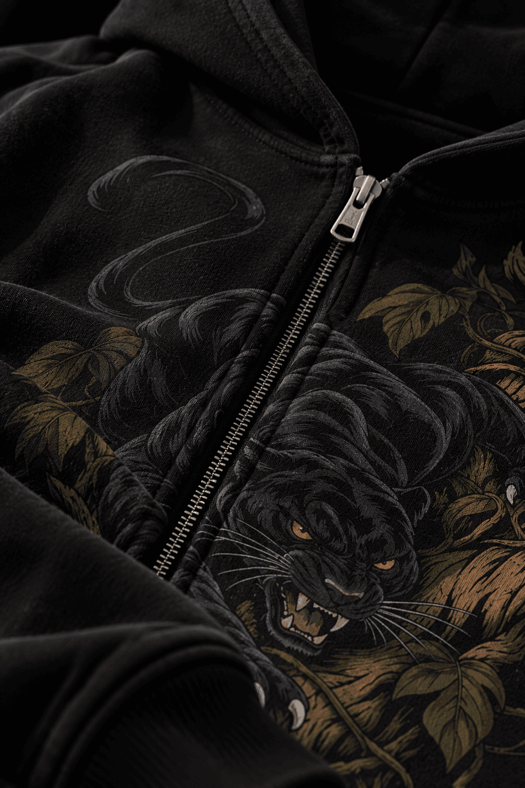 Deluzn Midnight Panther Unisex Boxy Dual-Zip Hoodie - view 2